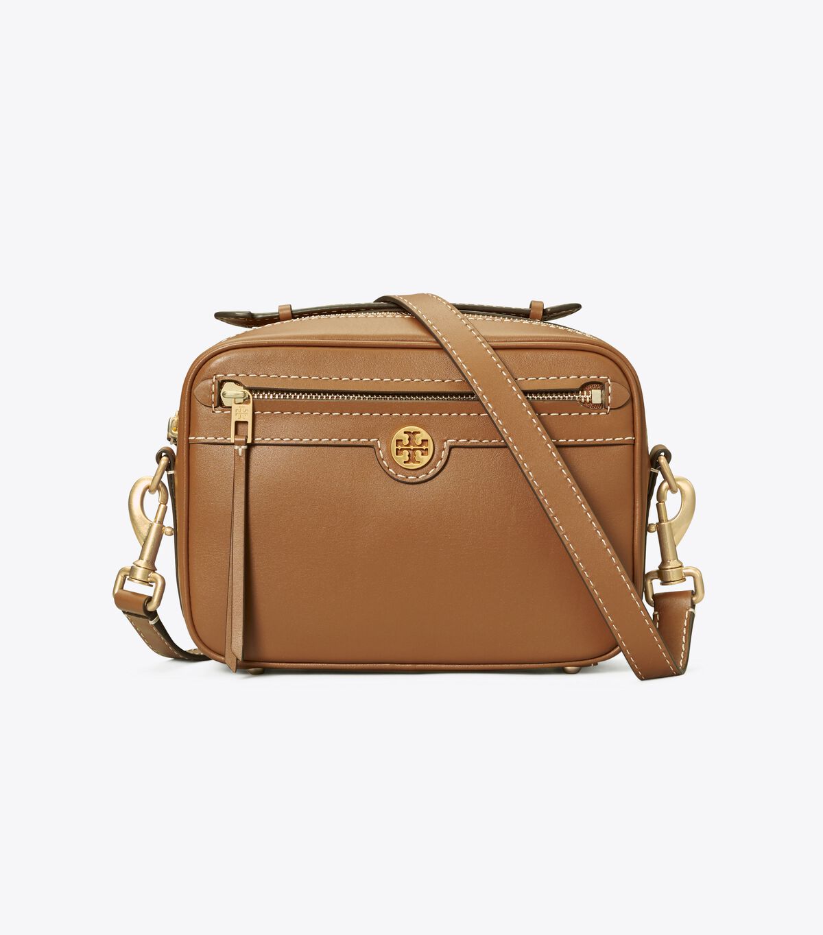 tory burch حقيبة كاميرا جلدية مونوغرام تي